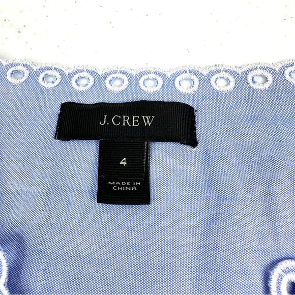 J.CREW Embroidered Circles Top French Blue Size 4 - Picture 9 of 16